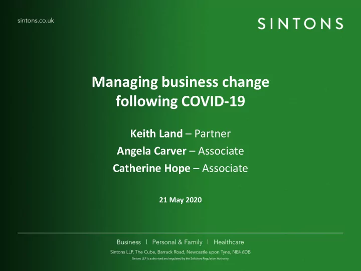 managing business change following covid 19