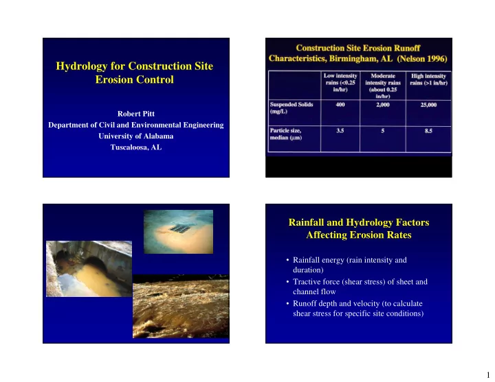 hydrology for construction site erosion control