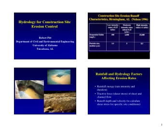 Hydrology for Construction Site  Erosion Control  Robert Pitt  Department of Civil and