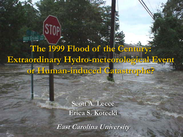 the 1999 flood of the century extraordinary hydro