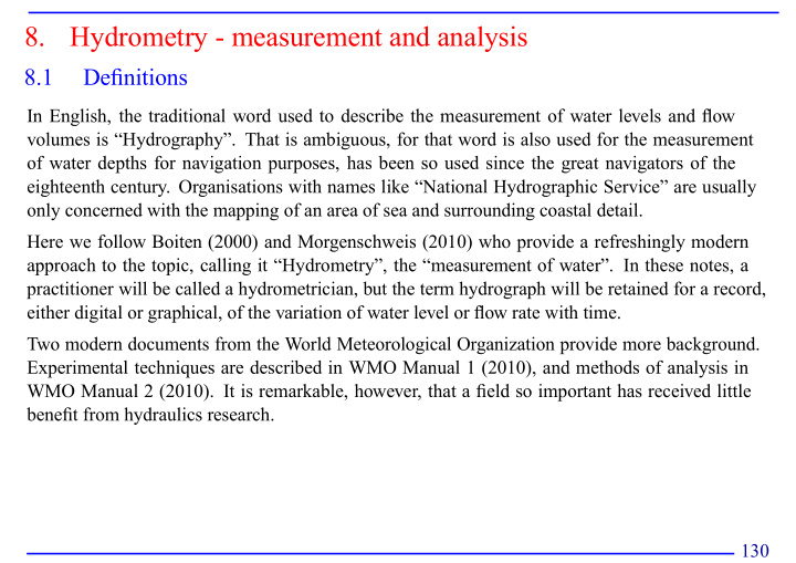 8 hydrometry measurement and analysis