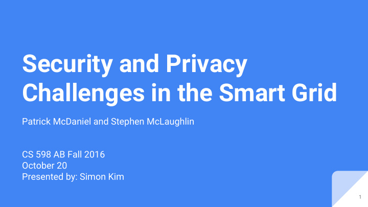 security and privacy challenges in the smart grid