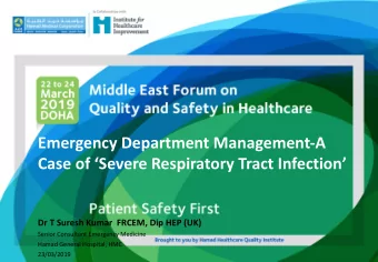 Emergency Department Management-A  Case of Severe Respiratory Tract Infection  Dr T Suresh