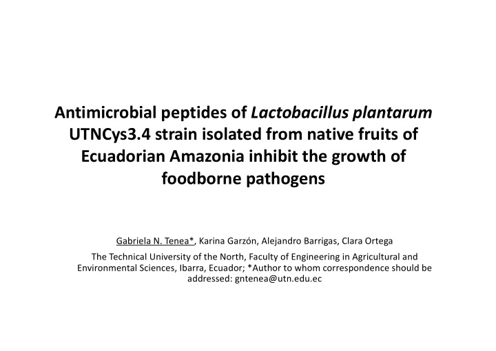 antimicrobial peptides of lactobacillus plantarum utncys3
