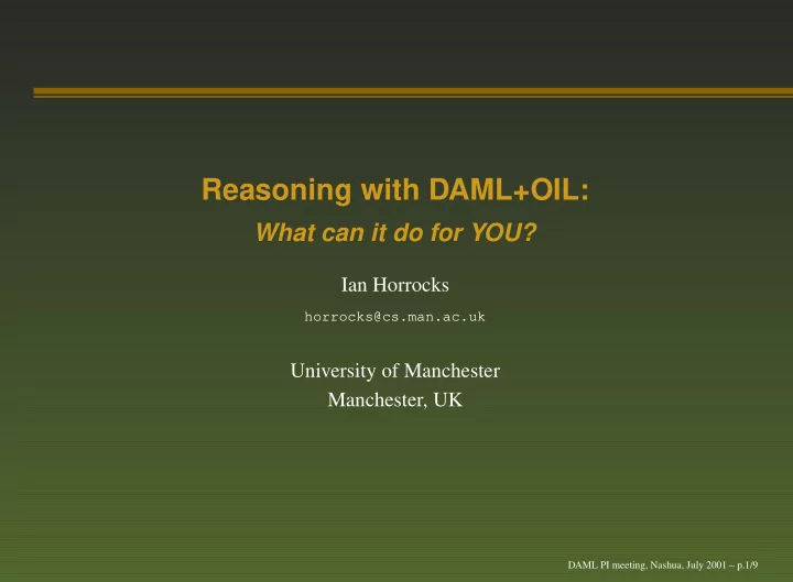 reasoning with daml oil