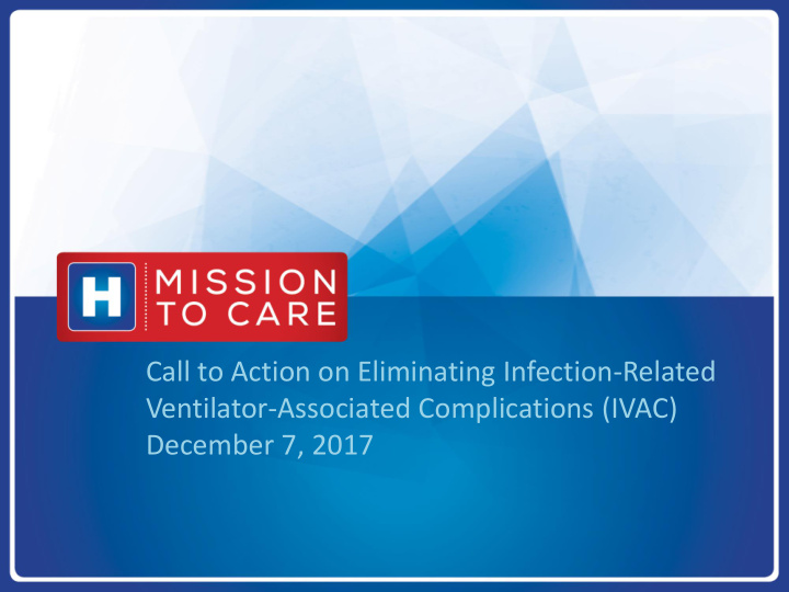 call to action on eliminating infection related