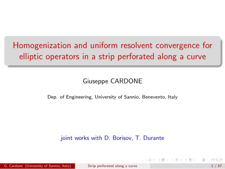 homogenization and uniform resolvent convergence for