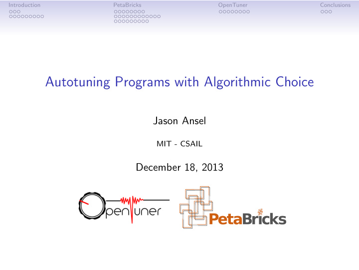 autotuning programs with algorithmic choice