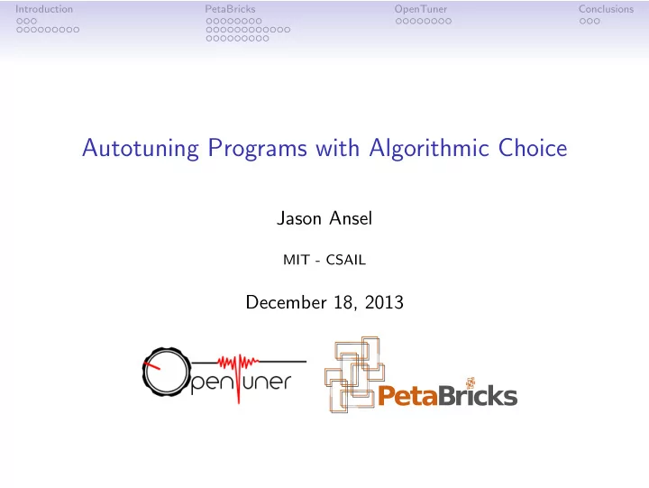 autotuning programs with algorithmic choice