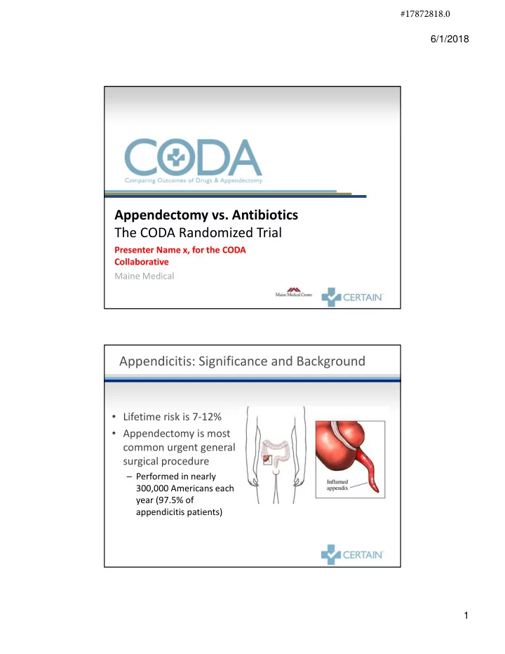 appendectomy vs antibiotics the coda randomized trial