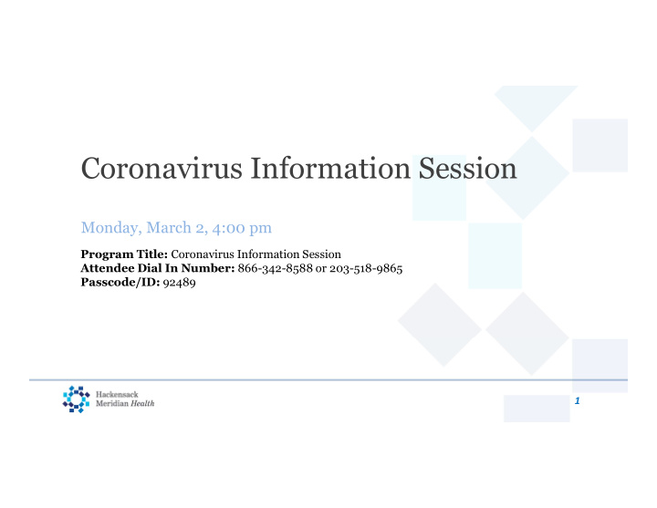coronavirus information session