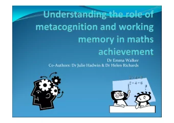 Dr Emma Walker Co  Authors: Dr Julie Hadwin &amp; Dr Helen Richards  Background  Global