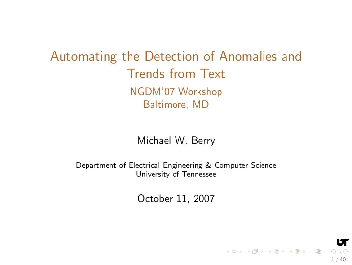 automating the detection of anomalies and trends from text
