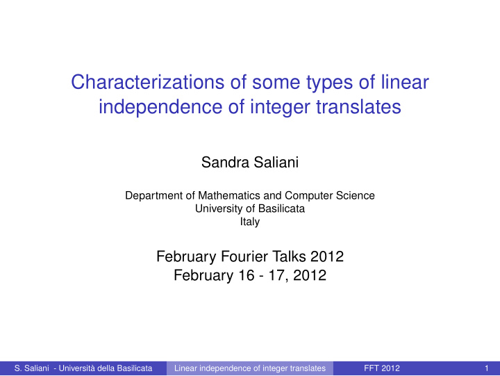 characterizations of some types of linear independence of