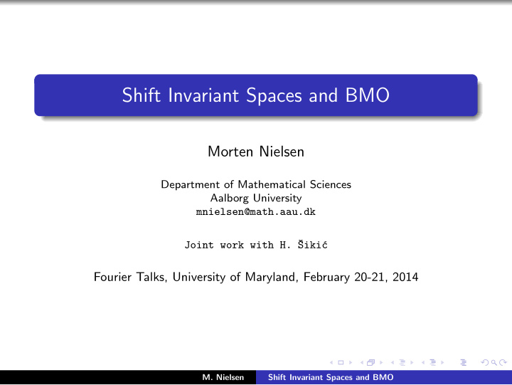 shift invariant spaces and bmo