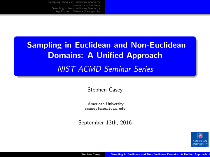 sampling in euclidean and non euclidean domains a unified