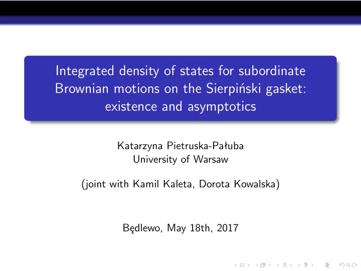 integrated density of states for subordinate brownian