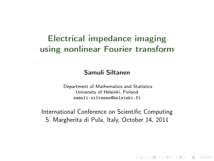 electrical impedance imaging using nonlinear fourier