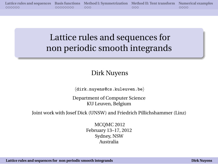 lattice rules and sequences for non periodic smooth