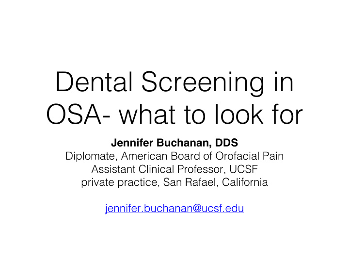 dental screening in osa what to look for