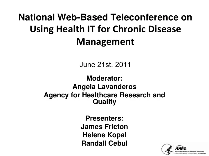 using health it for chronic disease management