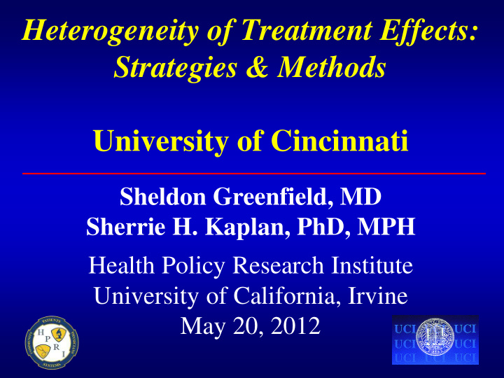 heterogeneity of treatment effects strategies methods