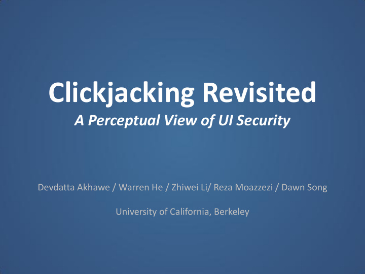 clickjacking revisited