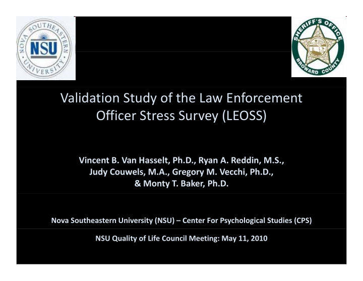 validation study of the law enforcement officer stress