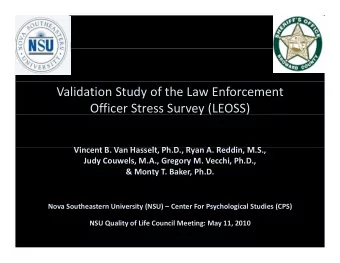 Validation Study of the Law Enforcement Officer Stress Survey (LEOSS)  y  Vi Vincent B. Van