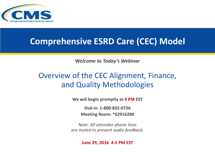 comprehensive esrd care cec model