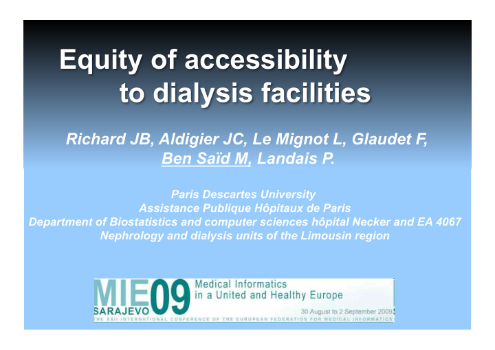 equity of accessibility to dialysis facilities