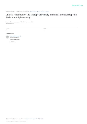 Clinical Presentation and Therapy of Primary Immune Thrombocytopenia  Resistant to Splenectomy