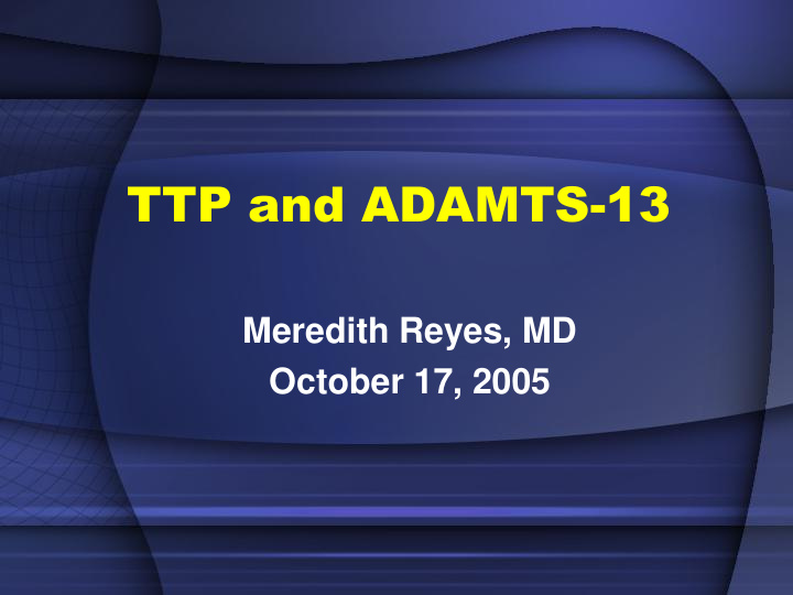 ttp and adamts 13