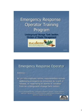 Program  Underground Storage Tank Section  Division of Waste Management  Rev 03-10  Emergency