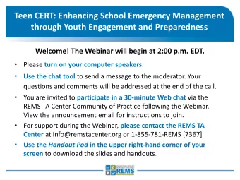 Teen CERT: Enhancing School Emergency Management  through Youth Engagement and Preparedness