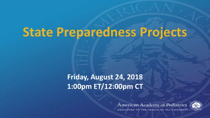 state preparedness projects
