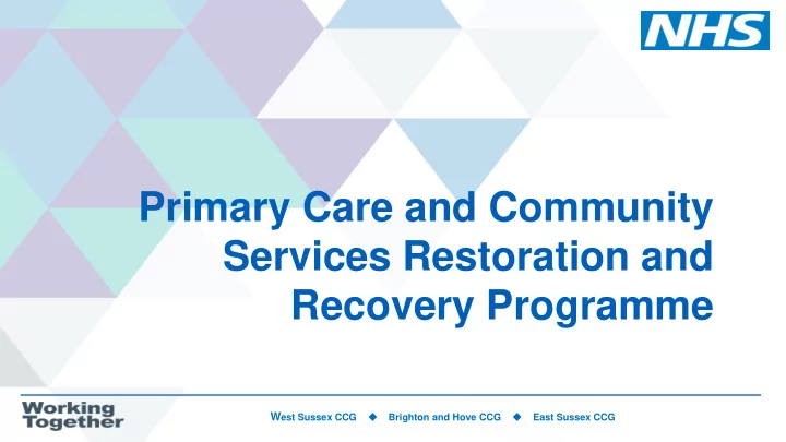 recovery programme