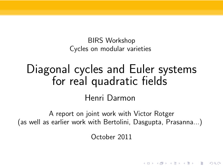 diagonal cycles and euler systems for real quadratic