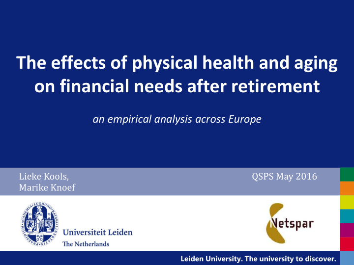 the effects of physical health and aging on financial