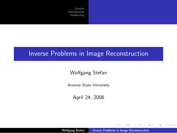 inverse problems in image reconstruction