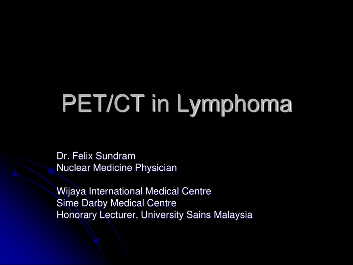 pet ct in lymphoma