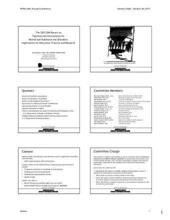 1  APNA 29th Annual Conference  Session 3026:  October 30, 2015 Committee  Charge (Continued)