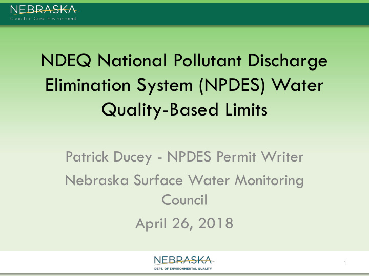 ndeq national pollutant discharge elimination system