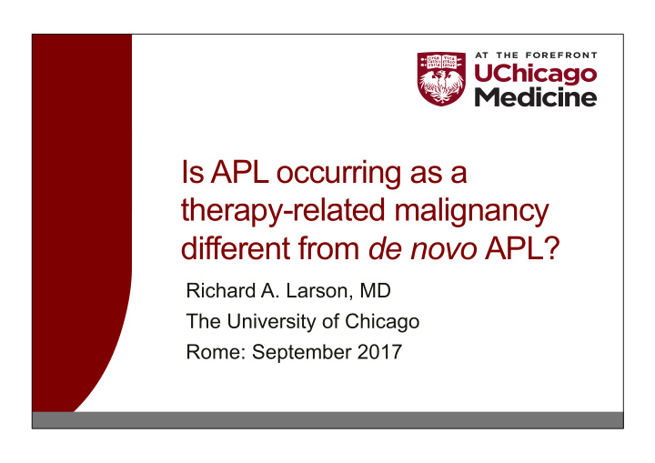 is apl occurring as a therapy related malignancy