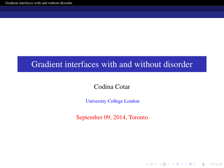 gradient interfaces with and without disorder