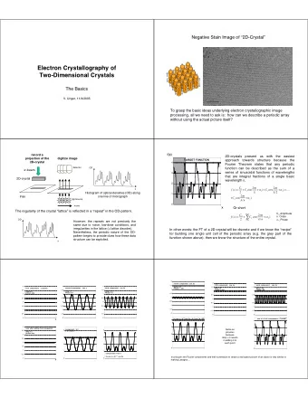 Electron Crystallography of  Two-Dimensional Crystals  The Basics  V. Unger, 11/4/2005  To grasp