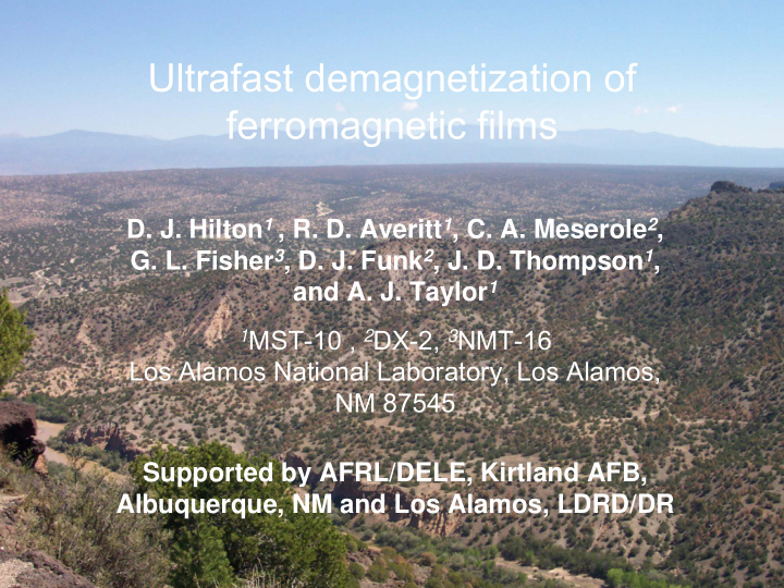 ultrafast demagnetization of ferromagnetic films