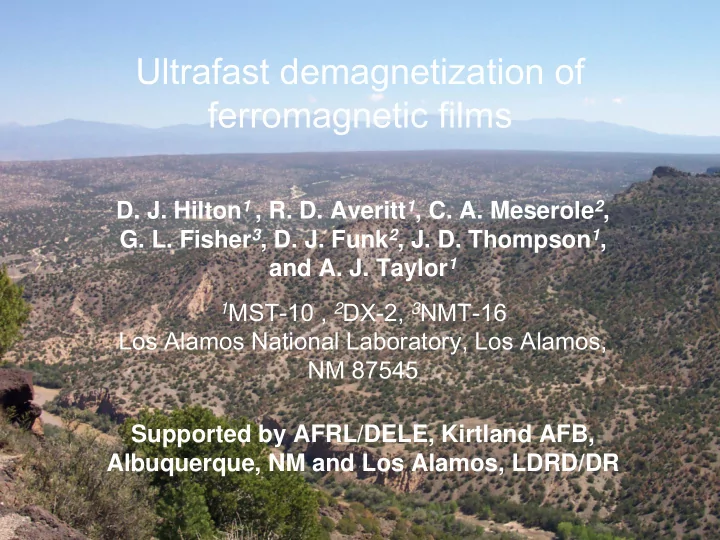 ultrafast demagnetization of ferromagnetic films