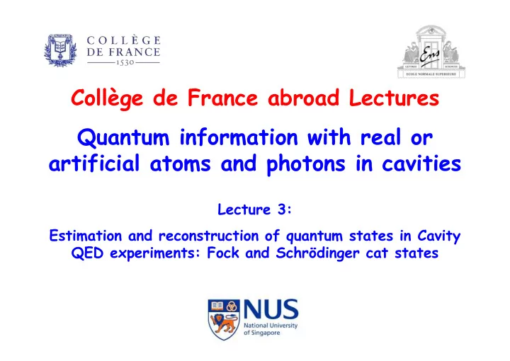 coll ge de france abroad lectures quantum information