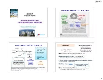 3/11/2017  TARGETED  TREATMENTS  FOR PHVD  SESSION 7:  Antagonists  Prostacyclins  Endothelin